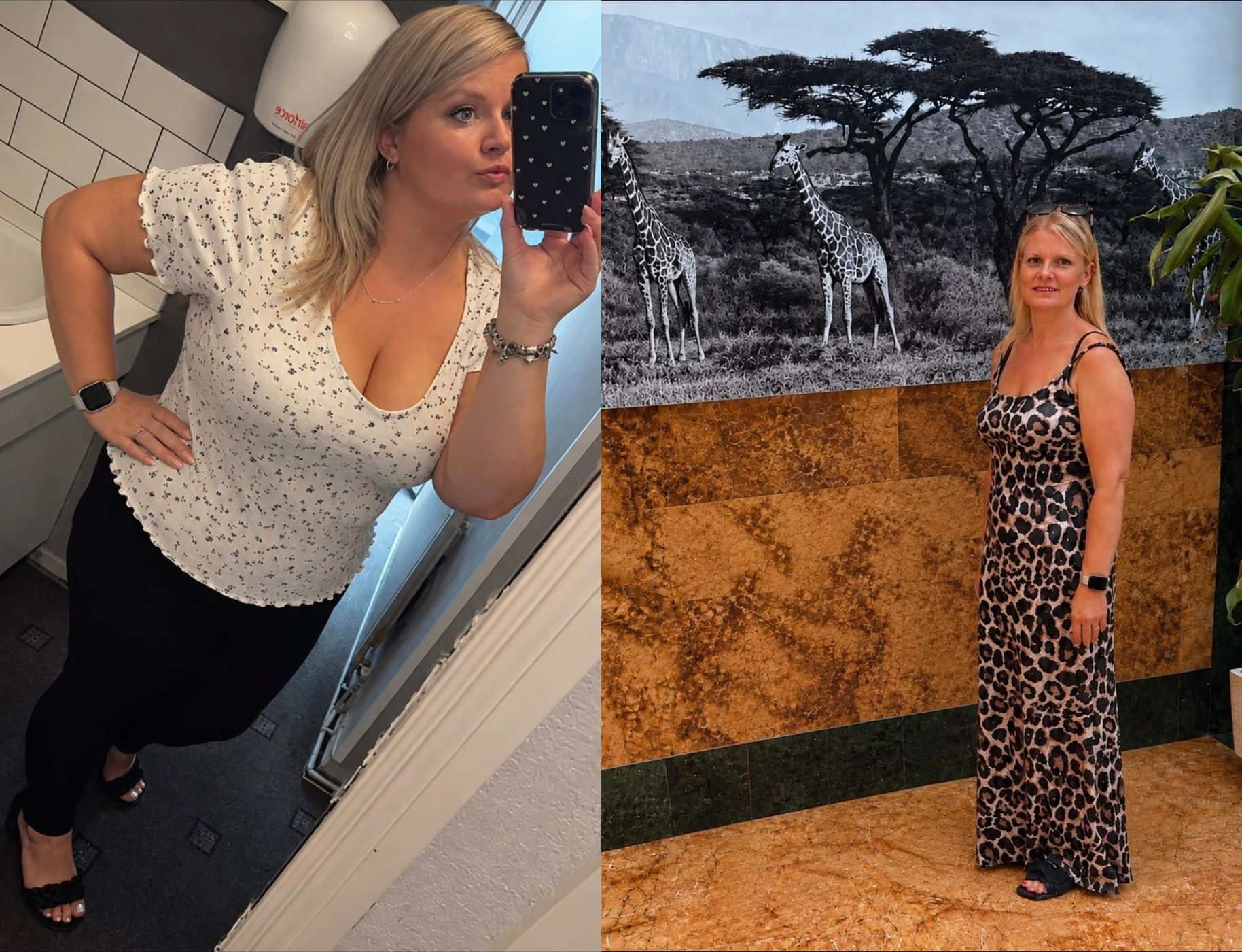 Before and after weight loss journey